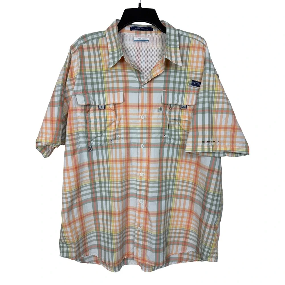 Columbia PFG Super‎ Bahama Men's Shirt XL Plaid Outdoor Lightweight Fishing
